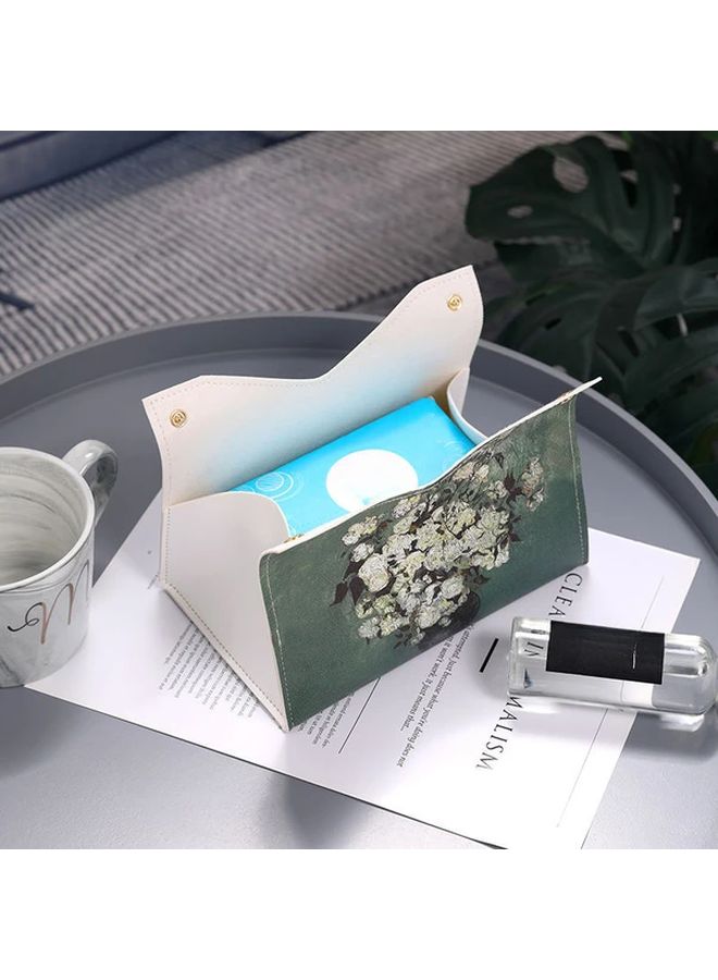 حامل علبة المناديل الجلدية الخضراء المزيفة ديكور منزلي إبداعي علبة مناديل السيارة - Image 5